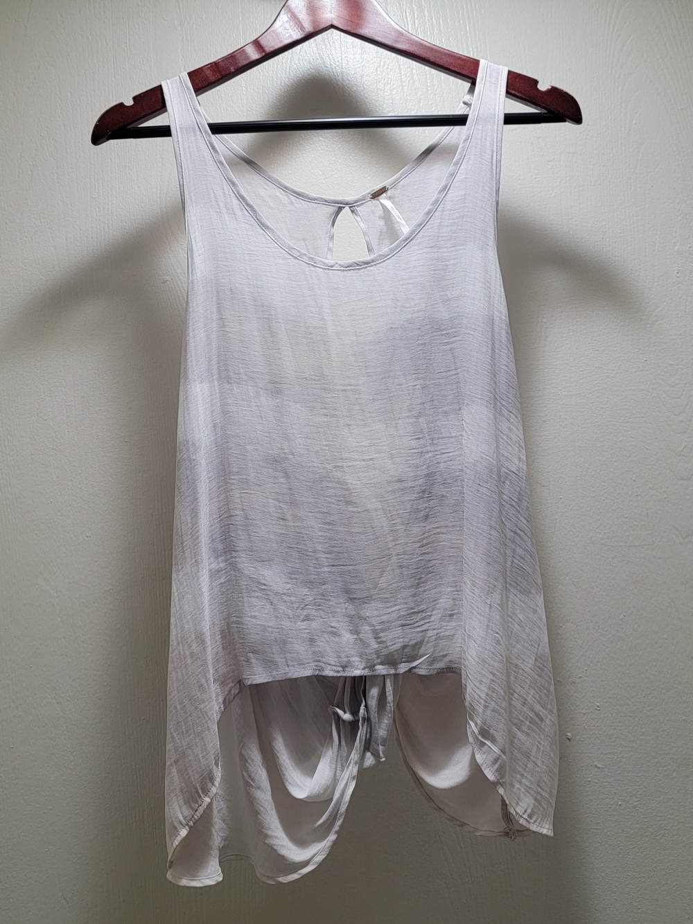 Free People White Sheer Layered Tie-Back Tank
